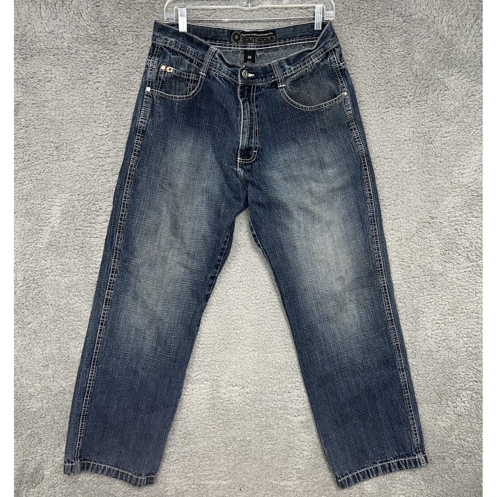 VTG South Pole Jeans Men 34x28 Blue Faded Denim Baggy Skater Loose Y2K Southpole